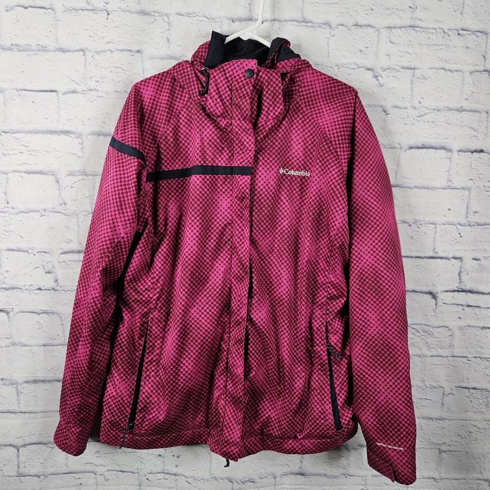 Columbia Interchange Jacket Hooded Women's‎ XL Dark Pink Full Zip Omni Shield